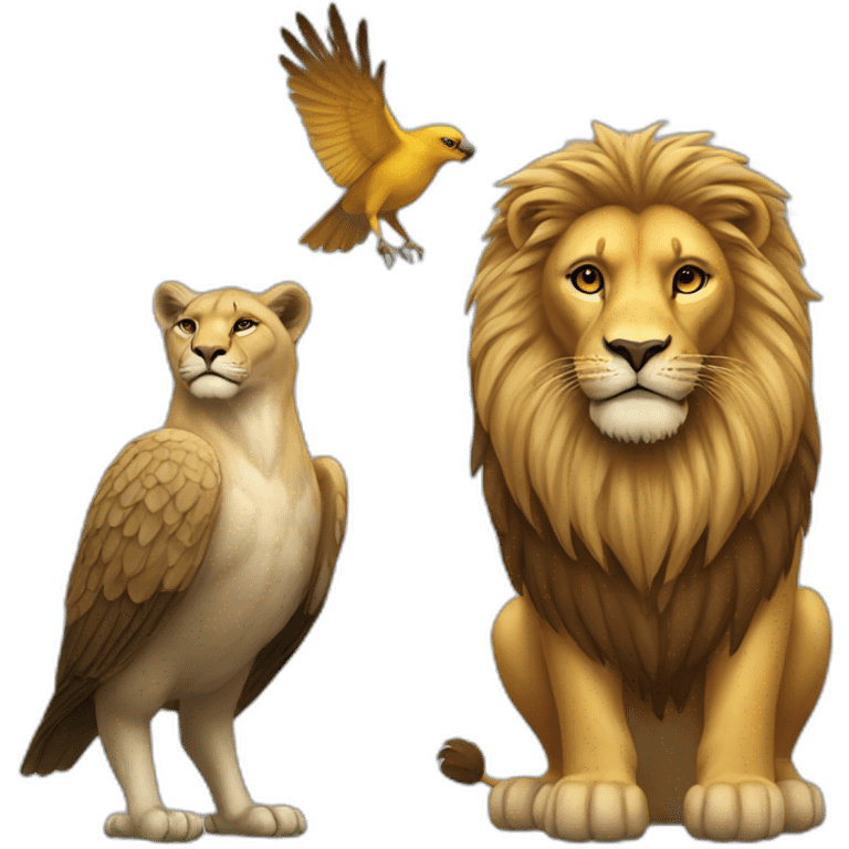 Bird and lion emoji