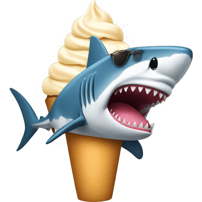 Shark with sunglasses and ice cream emoji