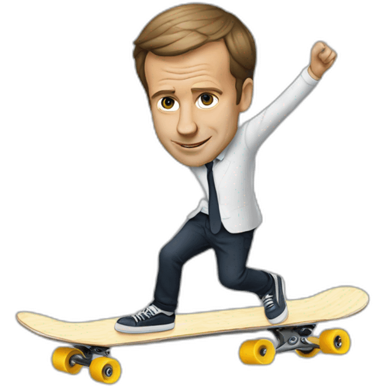 Macron qui fait du skateboard emoji