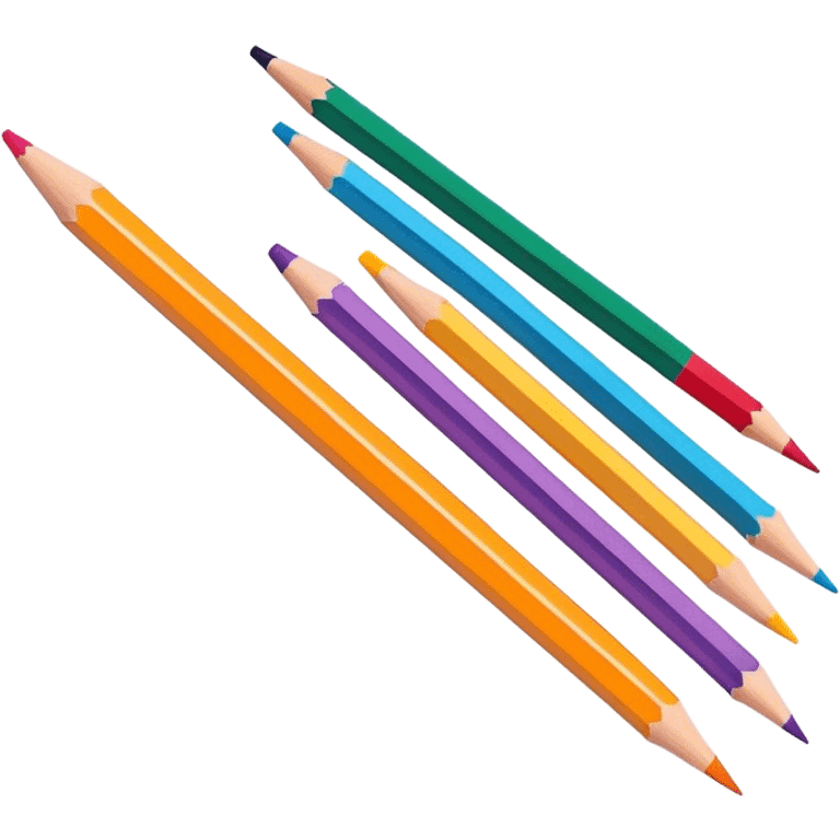 Cinematic Realistic image of a set of finely sharpened colouring pencils arranged neatly on crisp paper, rendered with vibrant hues and detailed pencil textures, illuminated by soft, creative lighting that captures the spirit of artistic expression emoji