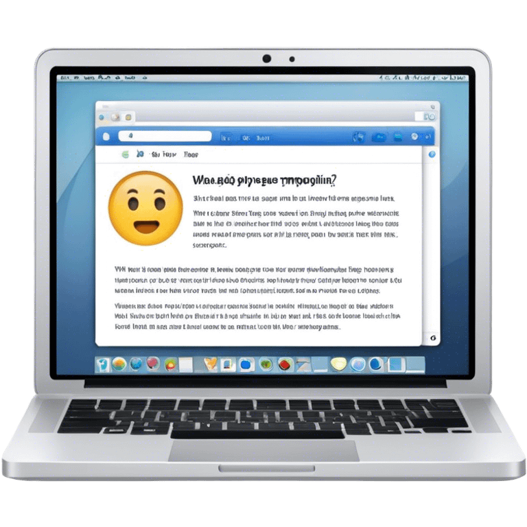 Create an emoji representing blogging as a form of content creation. The design should feature a laptop or desktop computer with an open blog page on the screen, showing visible text and perhaps a photo or graphic. Do not include any emojis or smiley faces. Make the background transparent. emoji