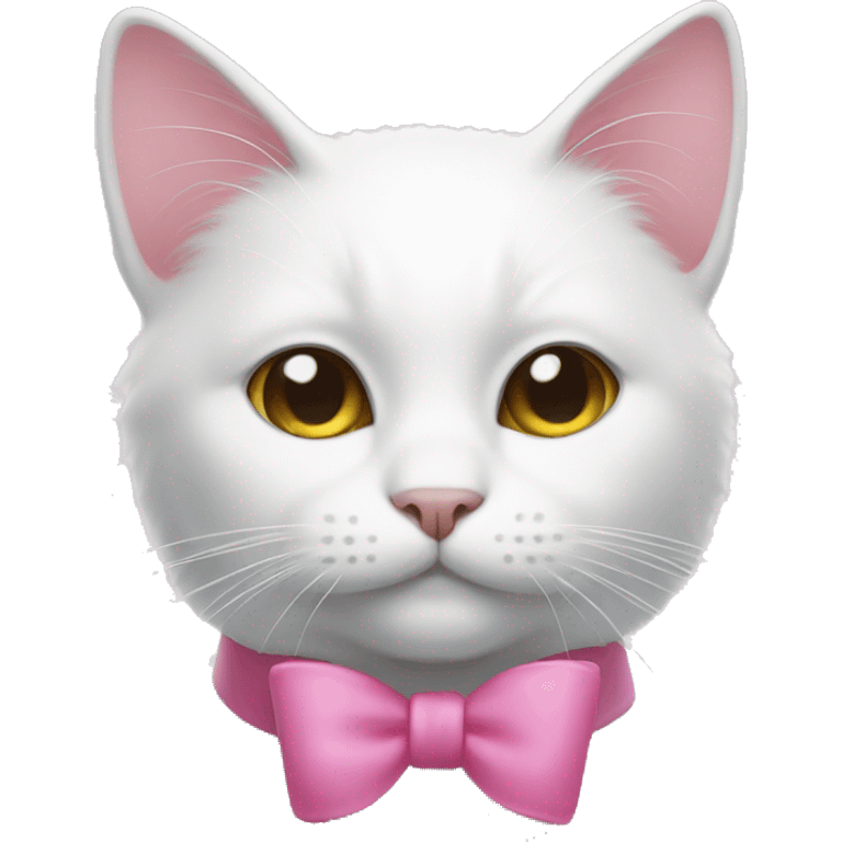 a white cat with a pink bow emoji