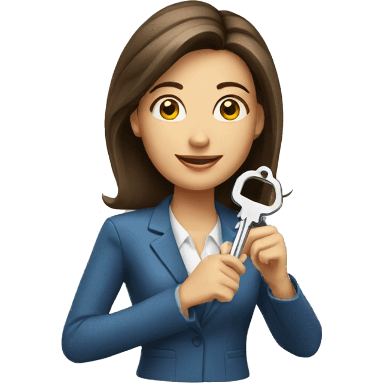 female realtor holding a key emoji