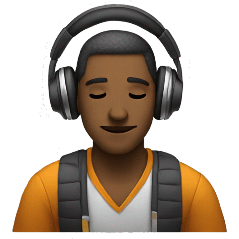 a man listening music and studying emoji