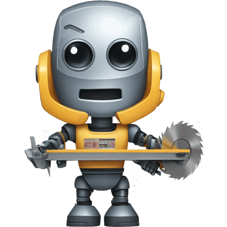 a robot with a circular saw emoji