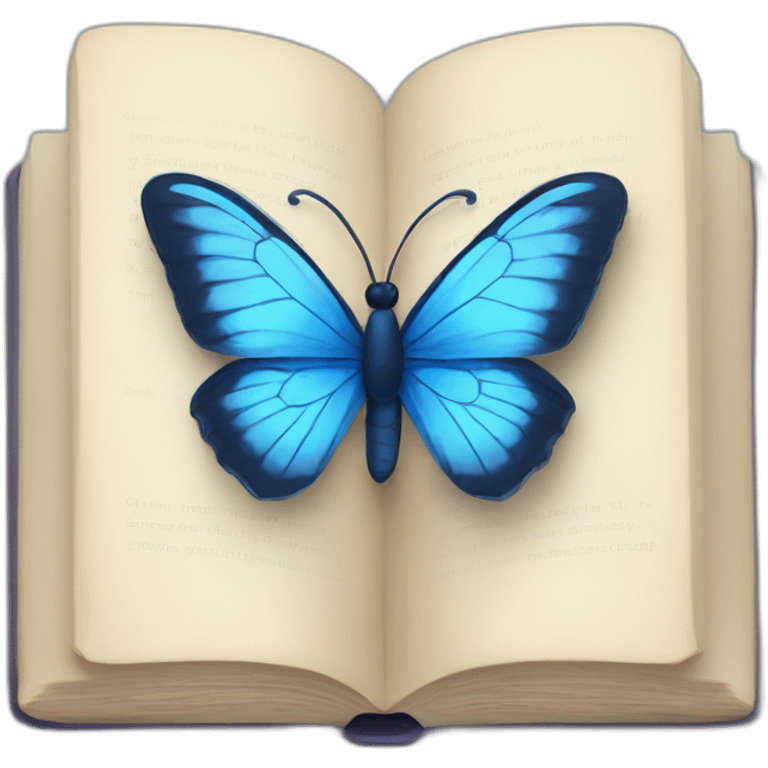 Blue butterfly reading a book emoji