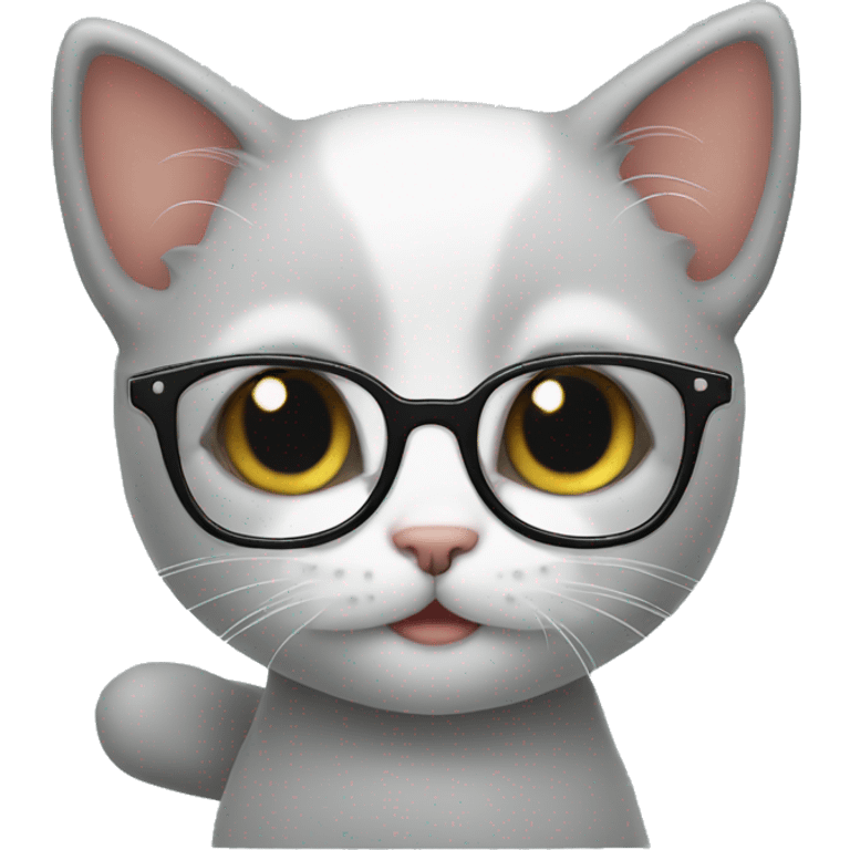 cute kitten with glasses emoji