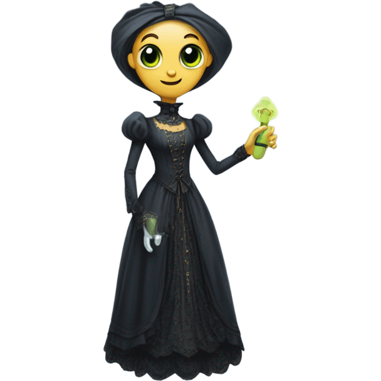 alien galora in Victorian dress elegant, full body, holding usb key emoji