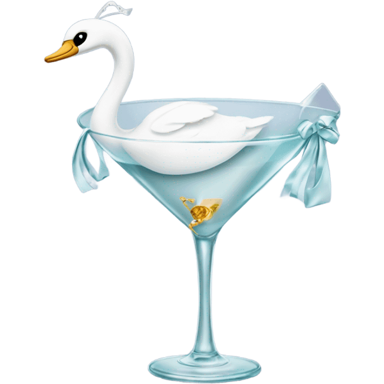 A martini with a swan wearing a bow emoji