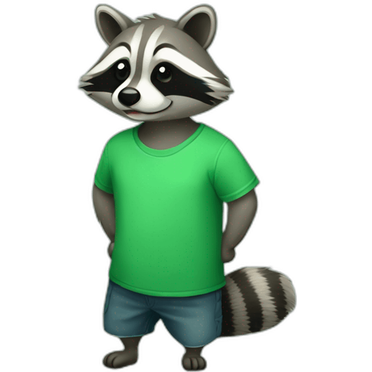 Raccoon in green plain tshirt emoji