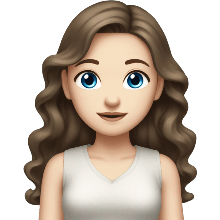 Beautiful girl,Brown hair,wavy hair，long hair,Blue eyes,Chinese emoji