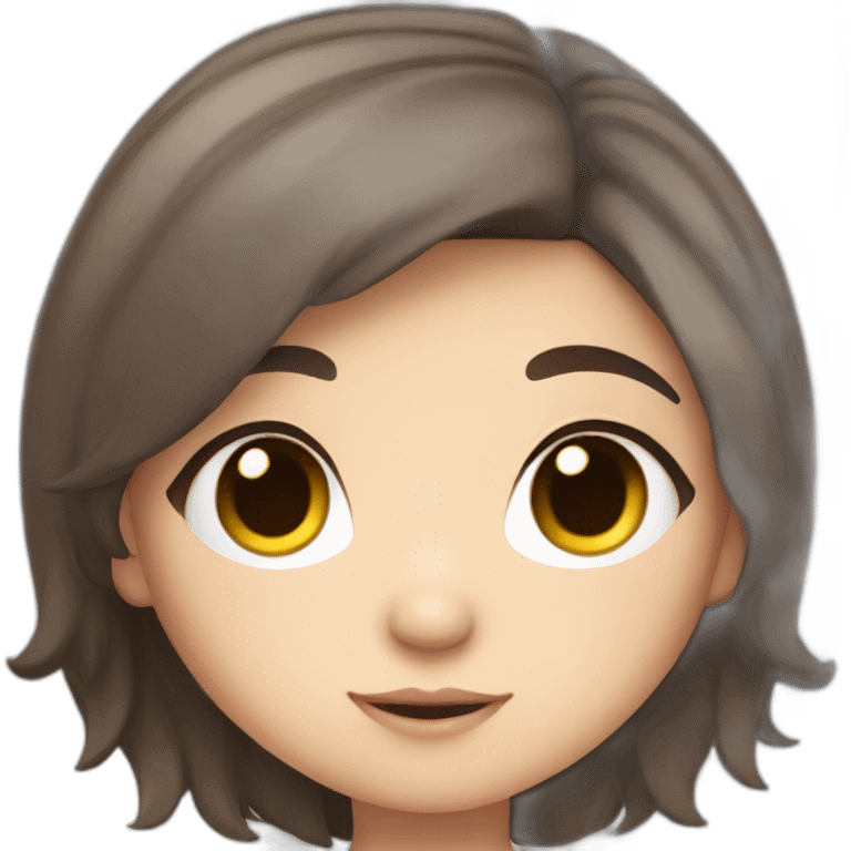 chibi cartoon girl with dark brown hair and freckles emoji