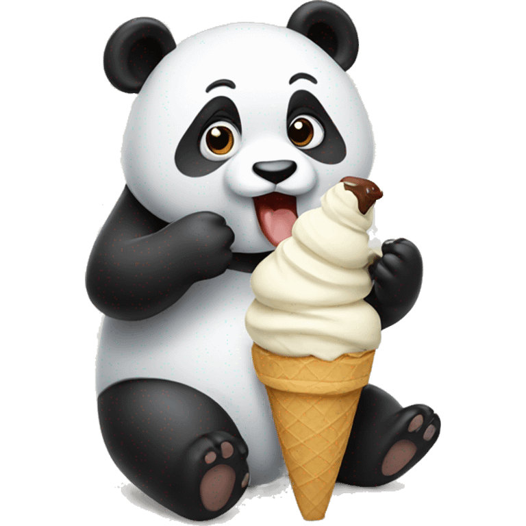 Panda eating ice cream emoji