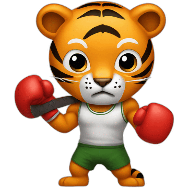 Tiger boxing holding axe emoji