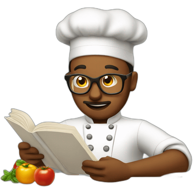 chef reading recipe book emoji