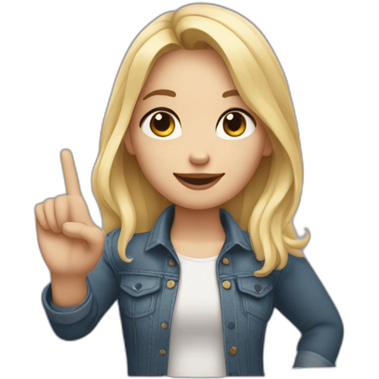 white skin girl with blonde hair showing THREE fingers up on her one hand emoji