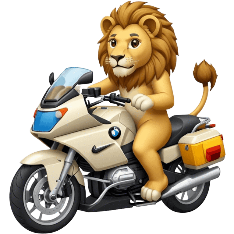 Lion in a BMW motorcycle  emoji