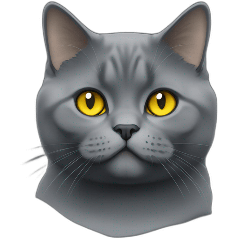 A Full british shorthair cat in the Color black smoke with yellow eyes emoji