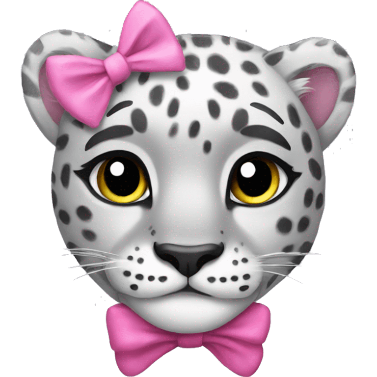 snow leopard with pink bow  emoji