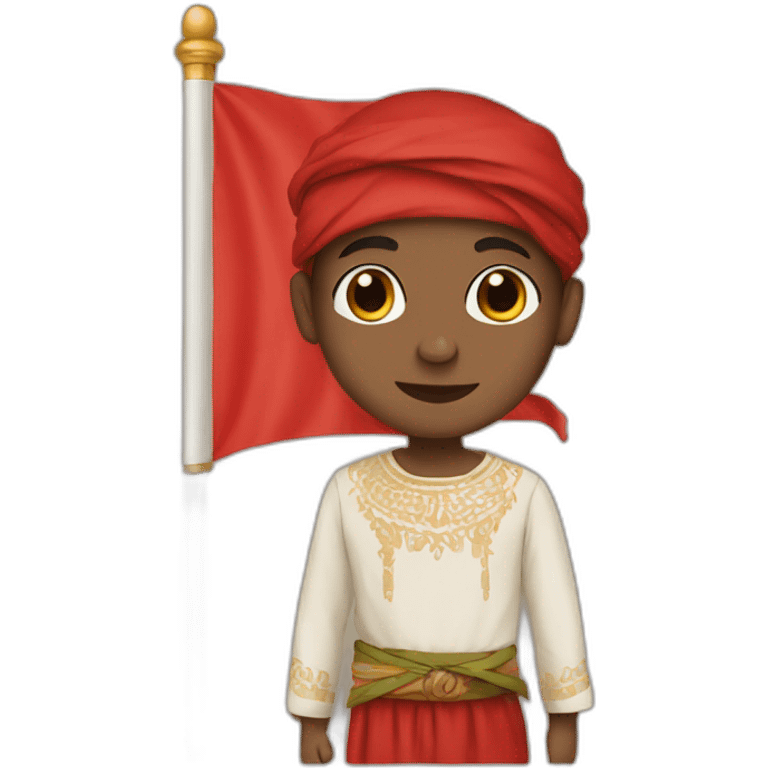 A Boy has a Maroccan flag emoji