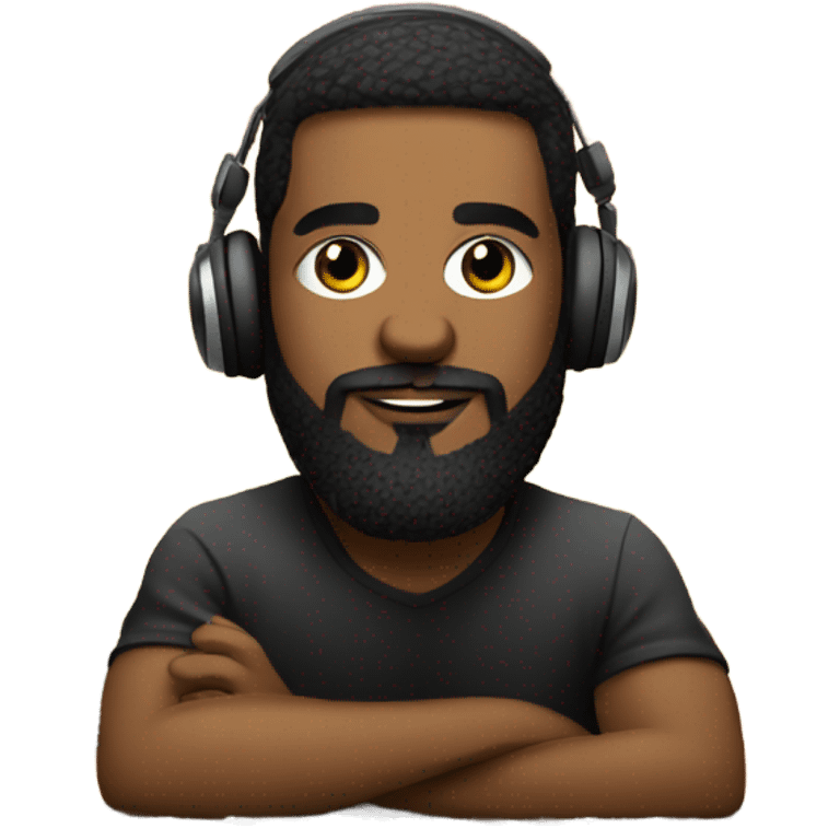 Dj with beard playing on a Dj mixer  emoji