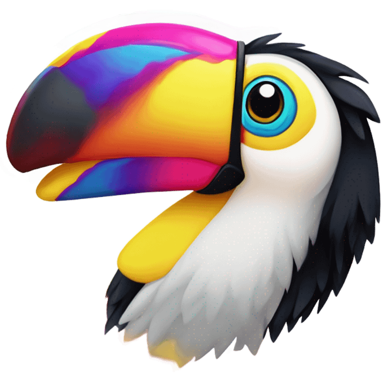 Lisa frank toucan with rainbow beak and feathers emoji