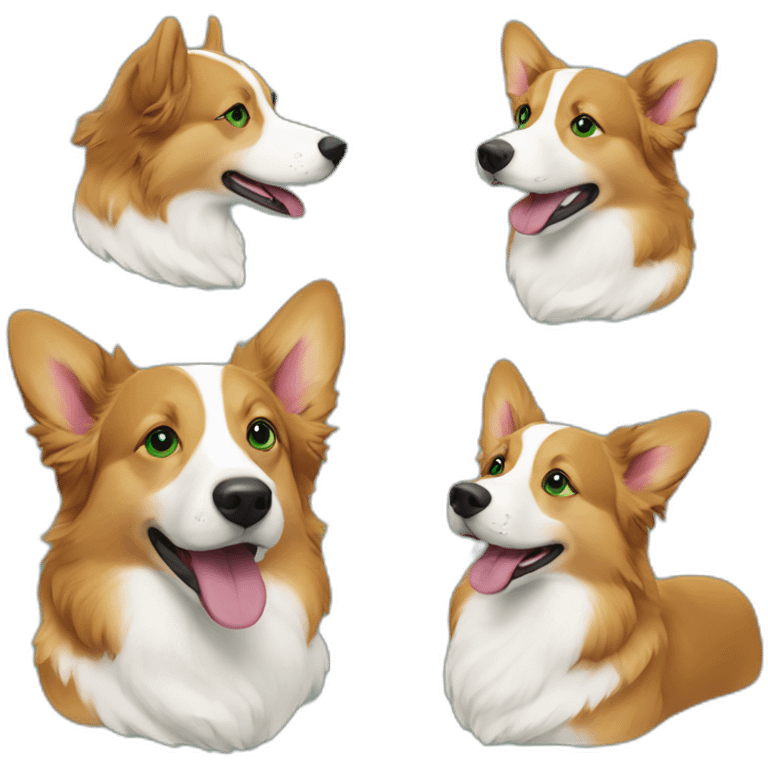 Duck tolling retriever corgi green eyes swimming emoji