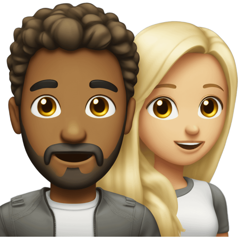 Hispanic boy with beard heart eyes drooling over blonde girl emoji