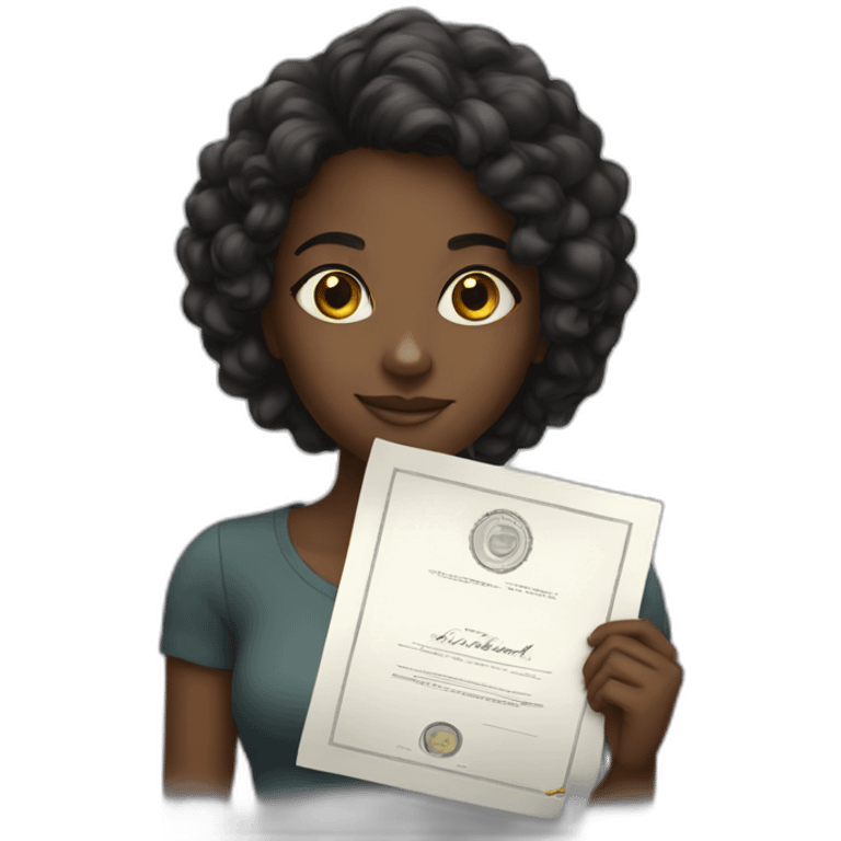 Black girl with certificate  emoji