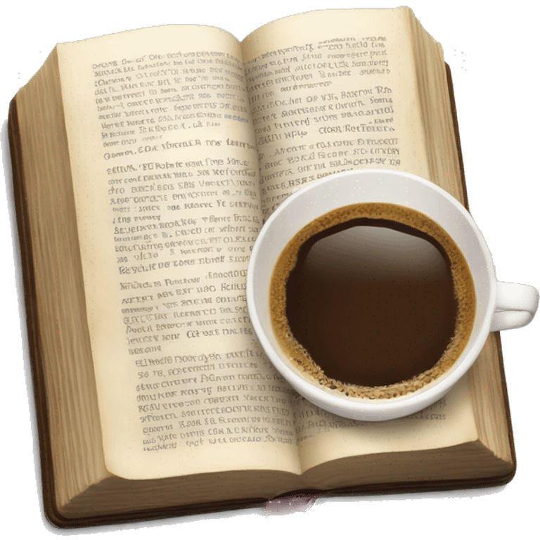 Open Bible with a cup of coffee next to it  emoji