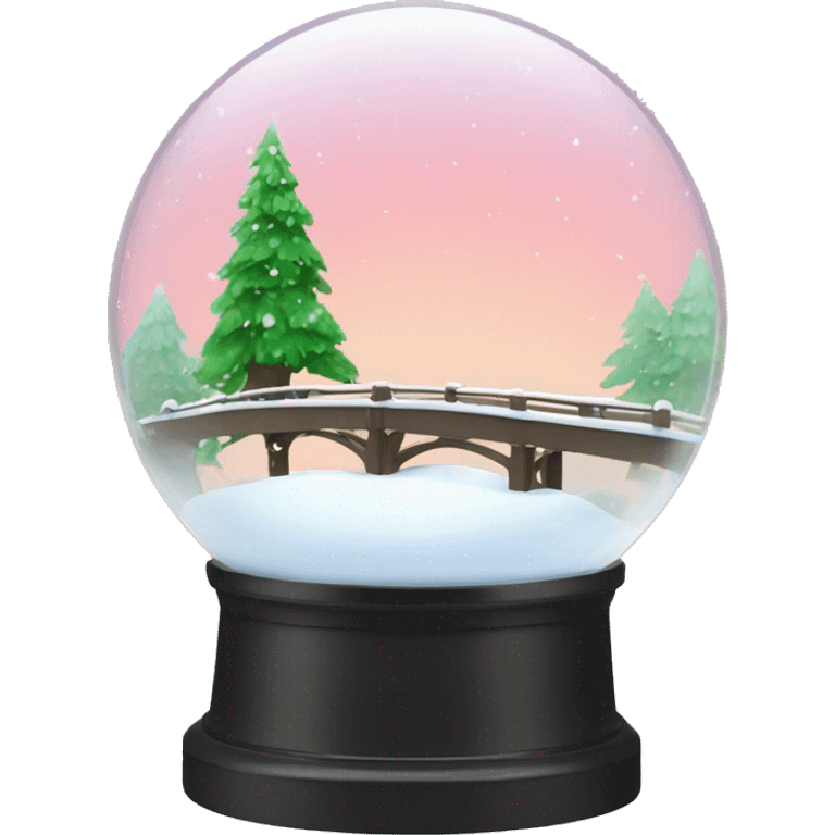 snow globe, bridge, trees, Chroma key background  emoji