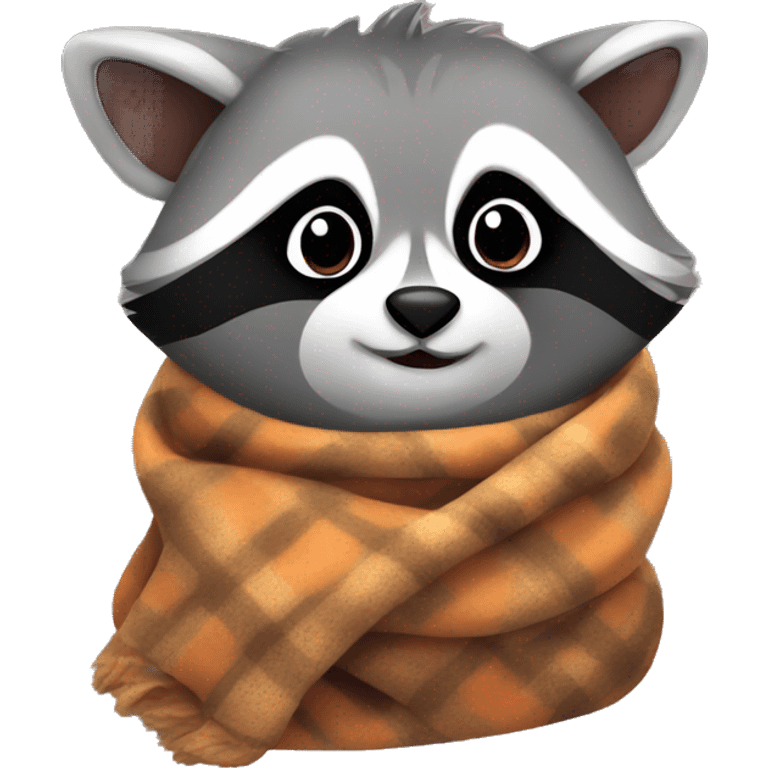 Cute raccoon in blanket emoji