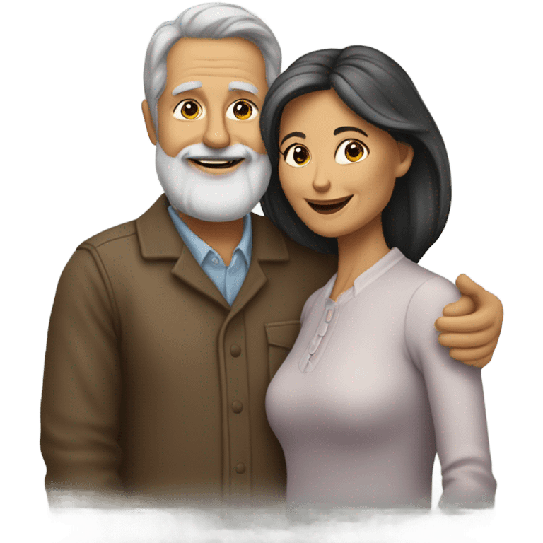 Loving 57 year old wife and 64 year old husband with beard both with dark hair emoji