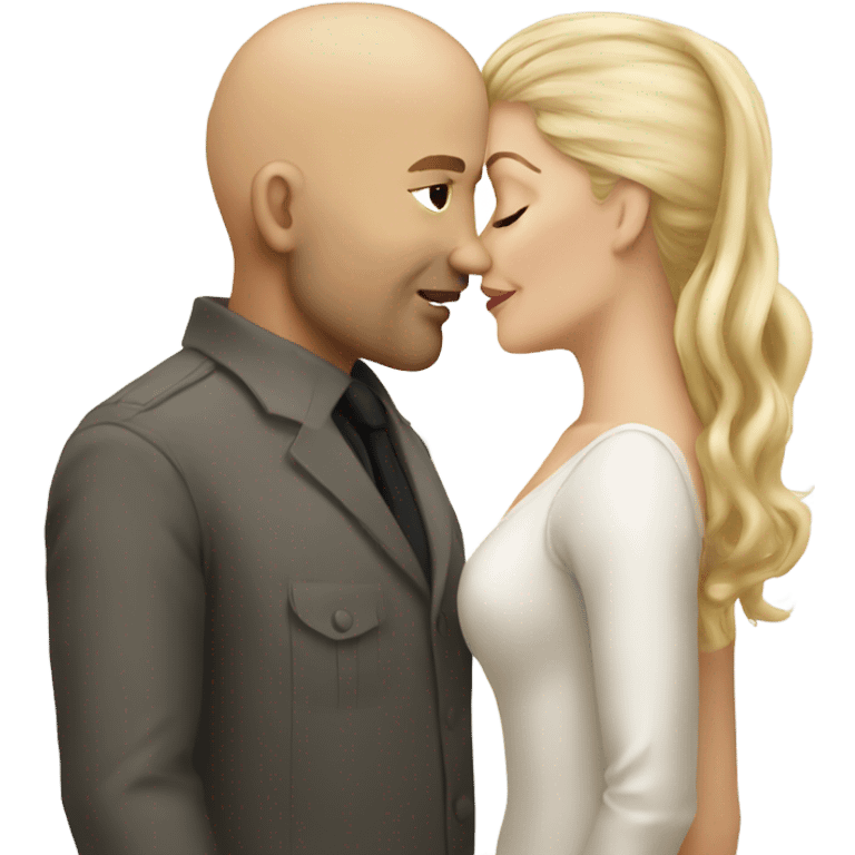 Bald man blonde woman kiss emoji