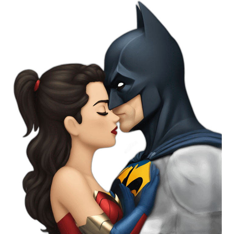 Batman kissing wonderwoman emoji