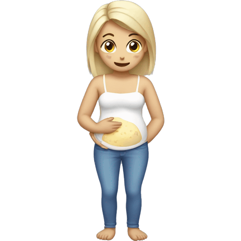 Girl with tummy ache from eating dairy emoji