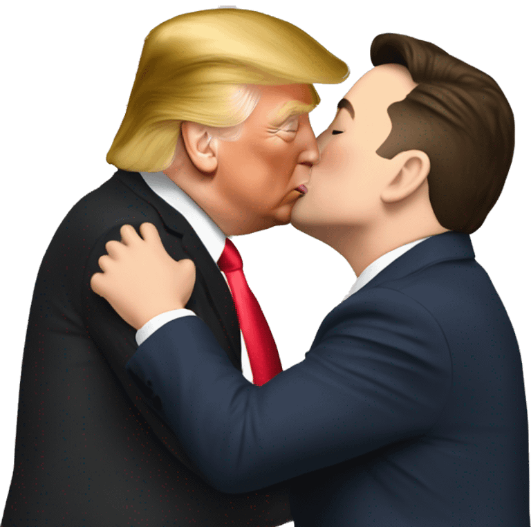 Elon musk kissing Donald trump emoji