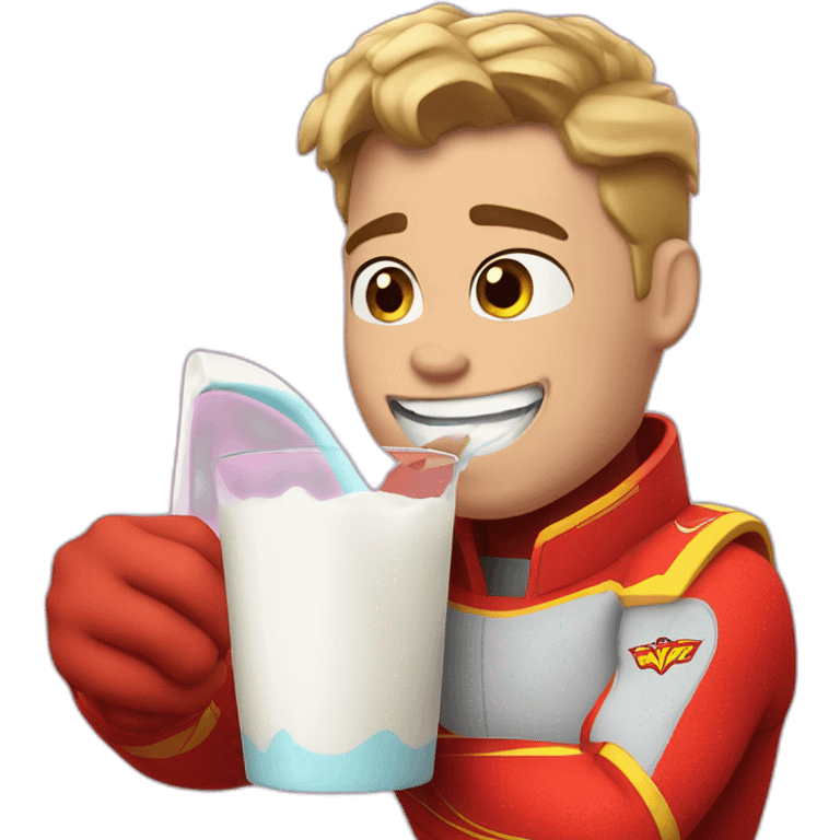 Lightning McQueen drinking milk emoji