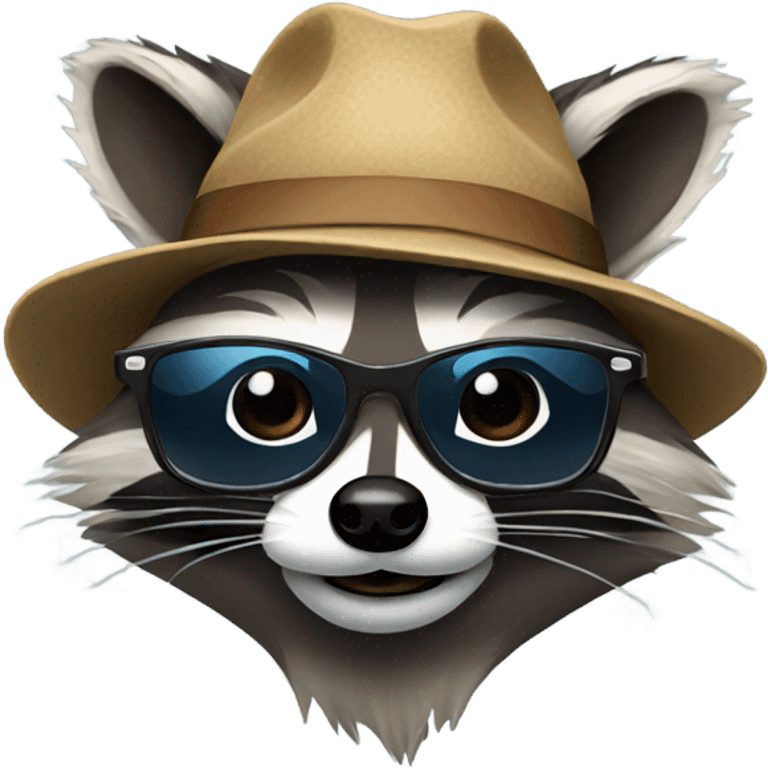 Raccoon with hat and glasses emoji