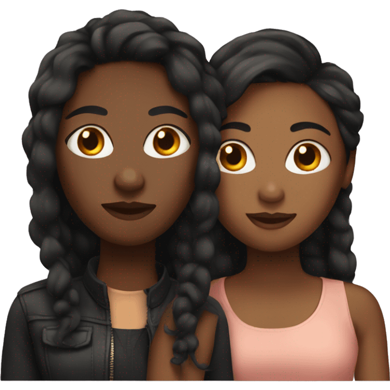 black lesbian couple with long hair  emoji