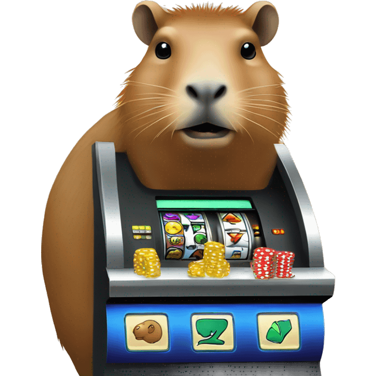 capybara gambling on digital slots machine emoji