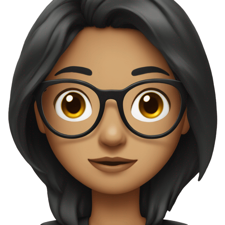 Cute girl,black hair,and black glasses emoji