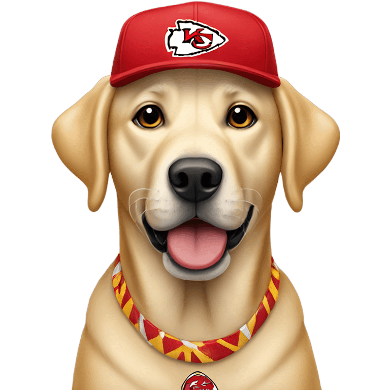 Yellow lab wearing Kansas city chiefs hat emoji