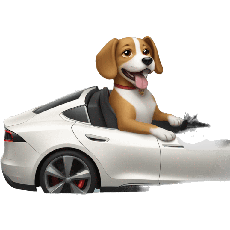 Dog driving a tesla emoji