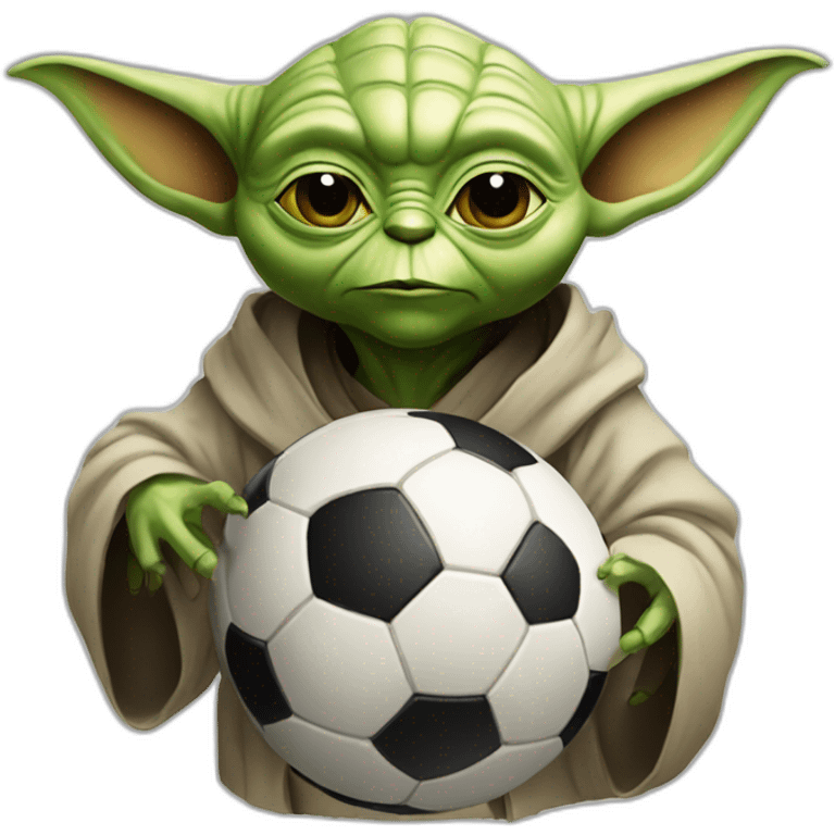 yoda with ball of soccer emoji