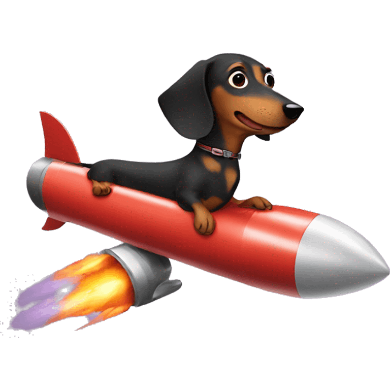 dachshund driving a rocket emoji