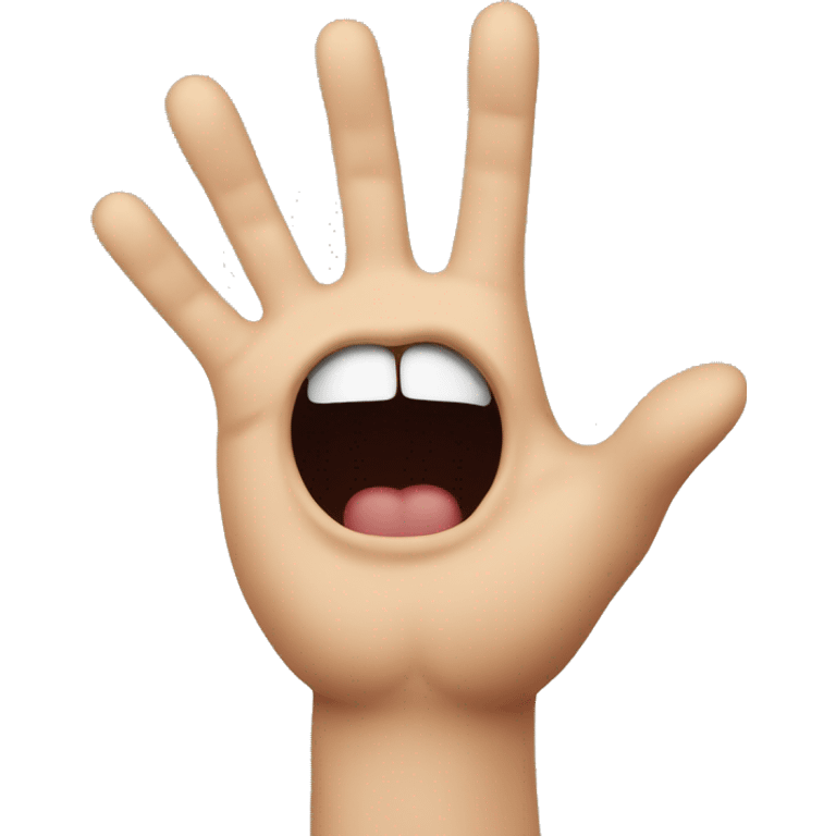 Italian hand gesture, directed at own open mouth emoji