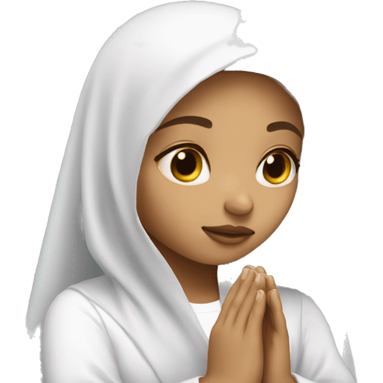 Light skin girl praying with white veil  emoji