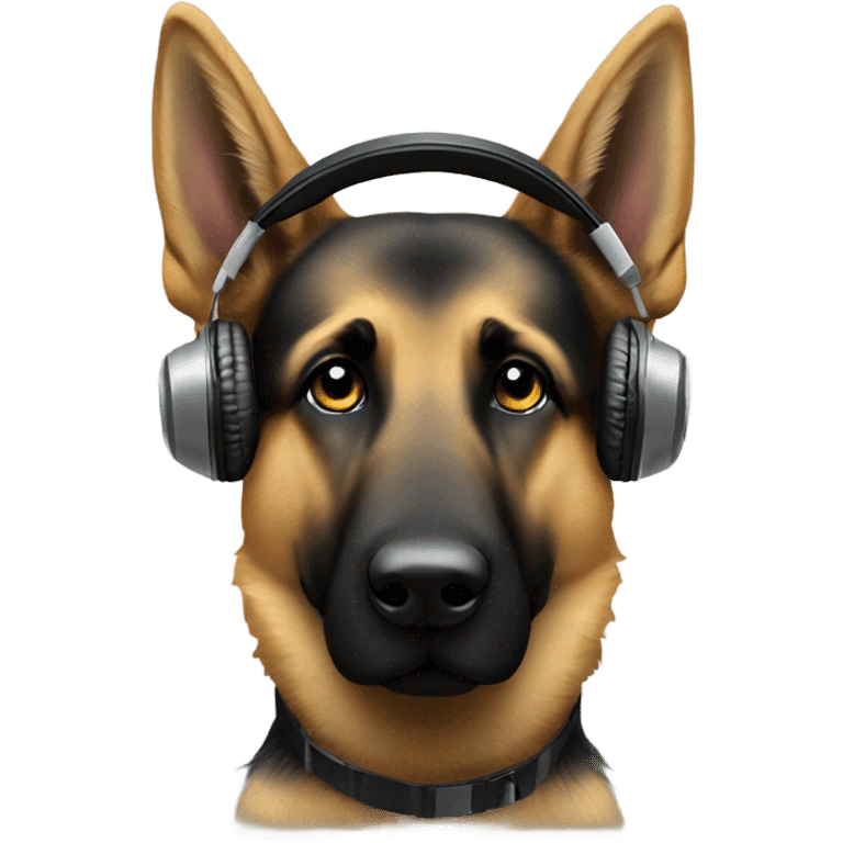 German Shepherd who wears headphones and is a DJ. emoji