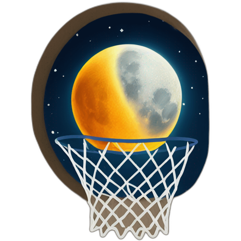 Moon in the basketball basket emoji